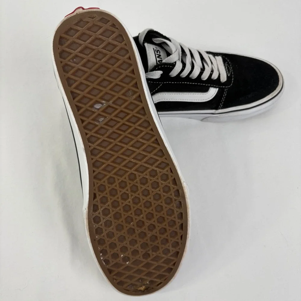 Vans Ward Low Top Black White‎ Suede Canvas Skate Shoes 500714 M 7 W 8.5